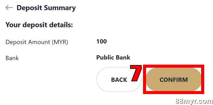 m88 deposit step 3 confirm deposit details