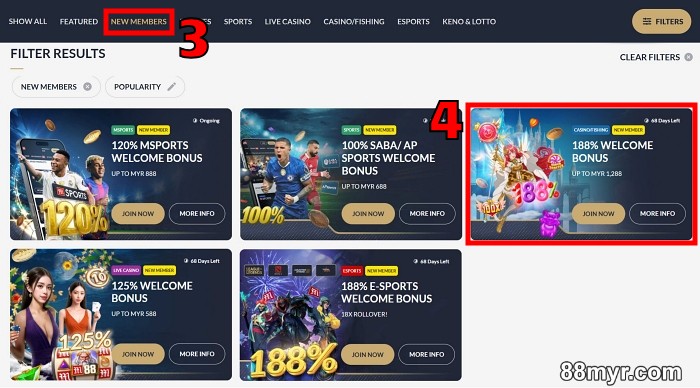 m88 promotion select bonus