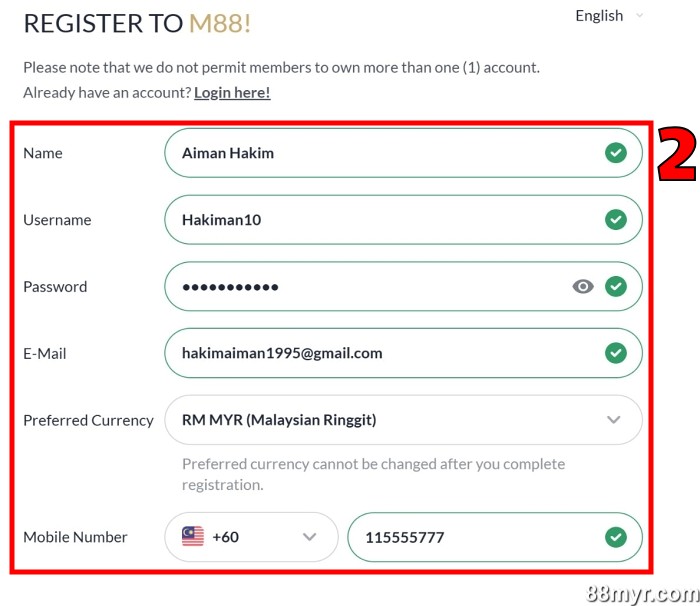 m88 register how to make m88 account step 2 (1)