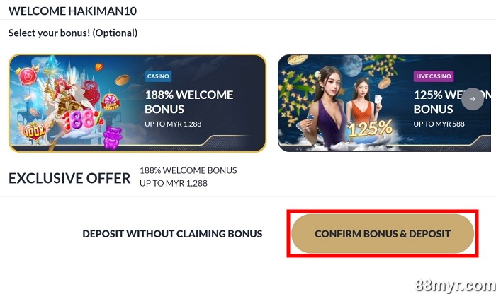 m88 register make first deposit with bonus