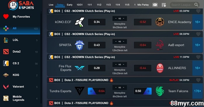 m88 sportsbook bet on saba esport