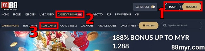 m88 games step 1 login and select a game