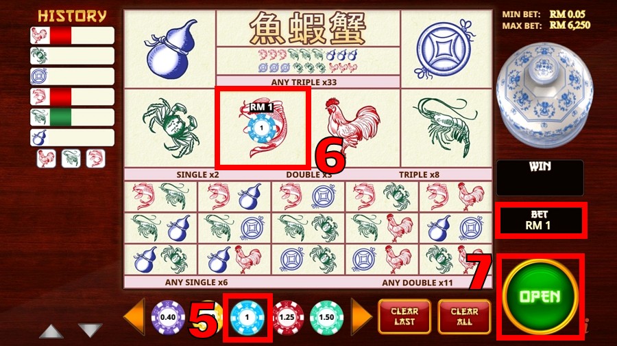 fish prawn crab game step 3 place a bet