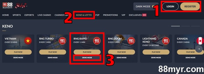 free keno games guide step 1