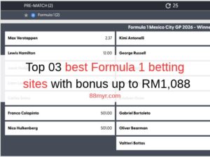 Top 03 best Formula 1 betting sites with bonus up to RM1,088 Top 03 best Formula 1 betting sites with bonus up to RM1,088