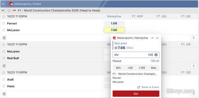 formula-1-betting-at-m88-online